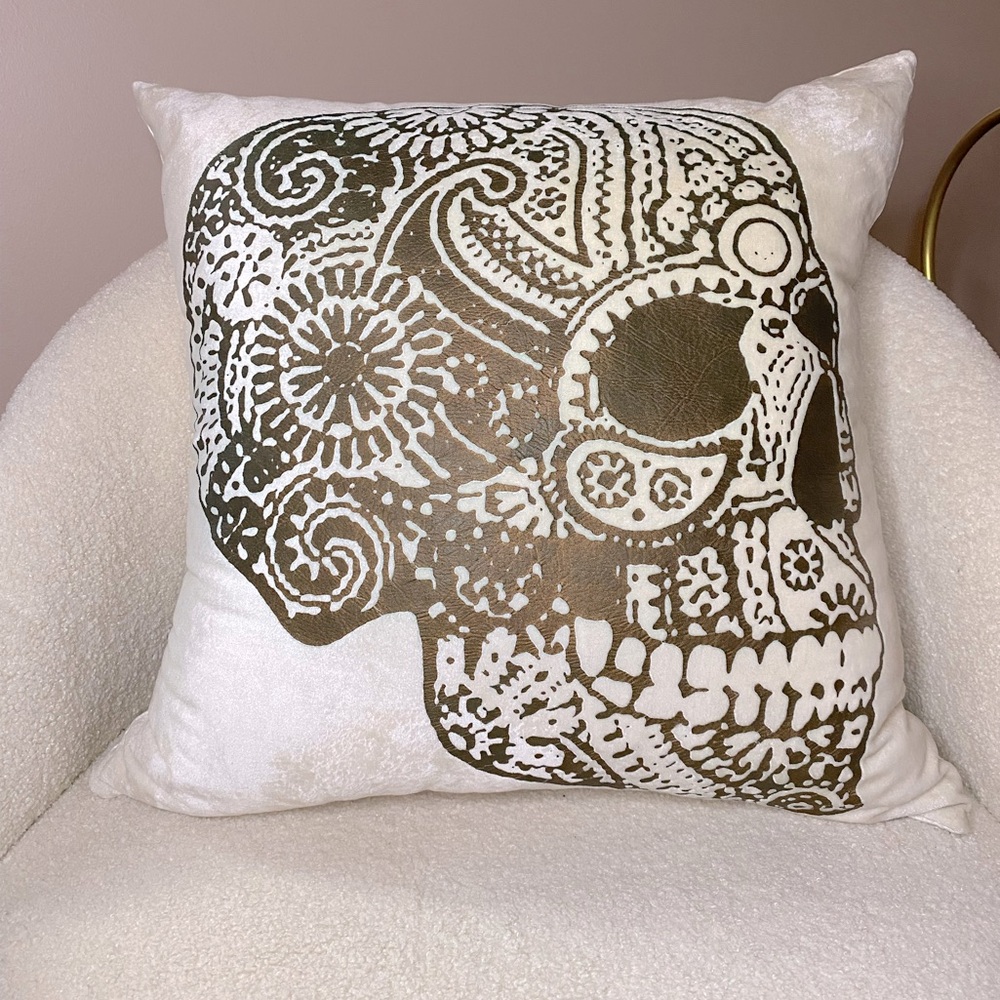 Z Gallerie Velvet Skull Pillow 💀
